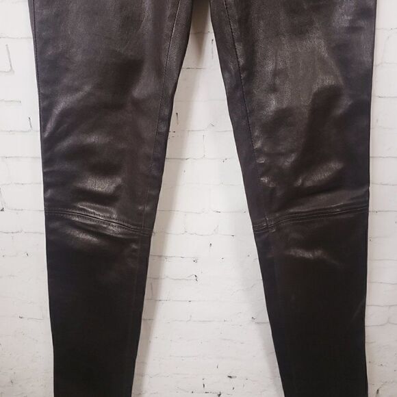 Joseph Designer 100% Lambskin Lamb Leather Pants Size FR 38 US 6 Dark Brown - Picture 3 of 11